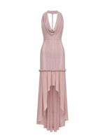 Halter Knit Chiffon Layered Dress