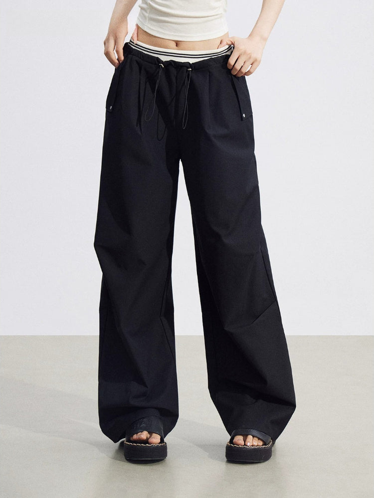 Layered Contrast Cargo Pants