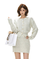 Wool Knit Cardigan & Skirt Set