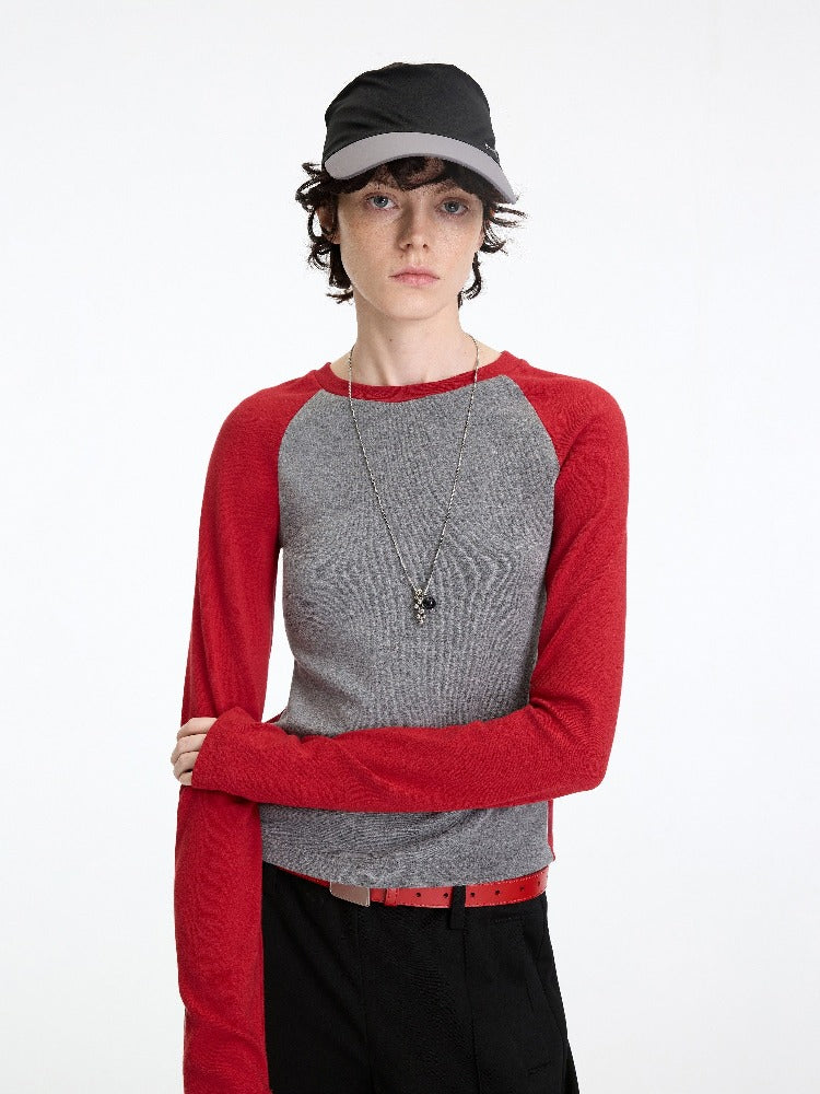 Contrast Raglan Slim Top