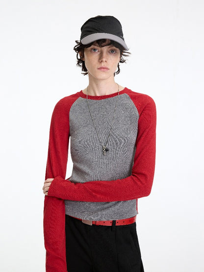 Contrast Raglan Slim Top