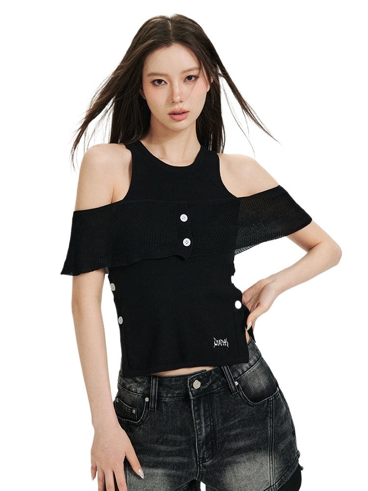 Black & Grey Cut-out Tank Top