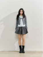 Lace Collar Fake Two-piece Cardigan