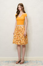 Oil-Paint Midi A-line Skirt