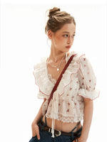 Floral Dot Puff Sleeve Blouse