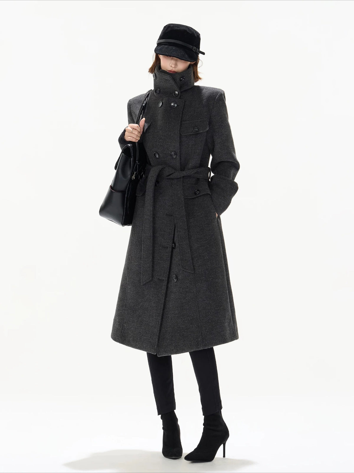 Gray Double Breasted Wool Coat