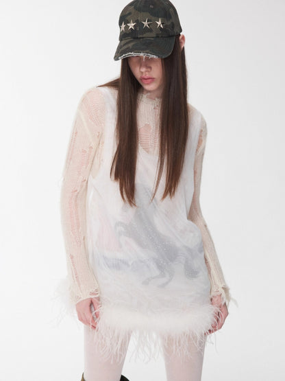 Ostrich Hem Mesh Tank