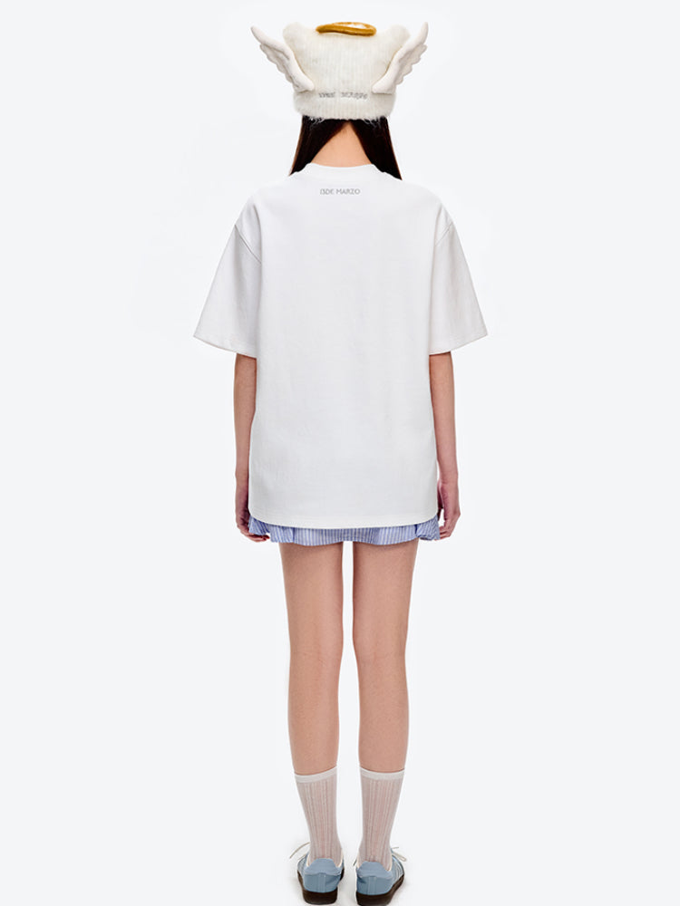 Angel Devil Cutout Chest Short-sleeve T-shirt