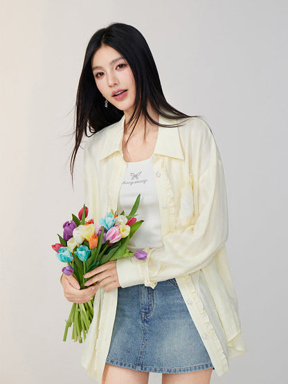 Lace-Trimmed Floral Shirt