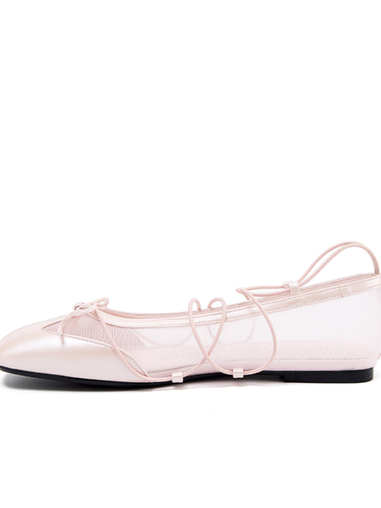 Sheepskin Microfiber Mesh Strap Mary Jane Flats