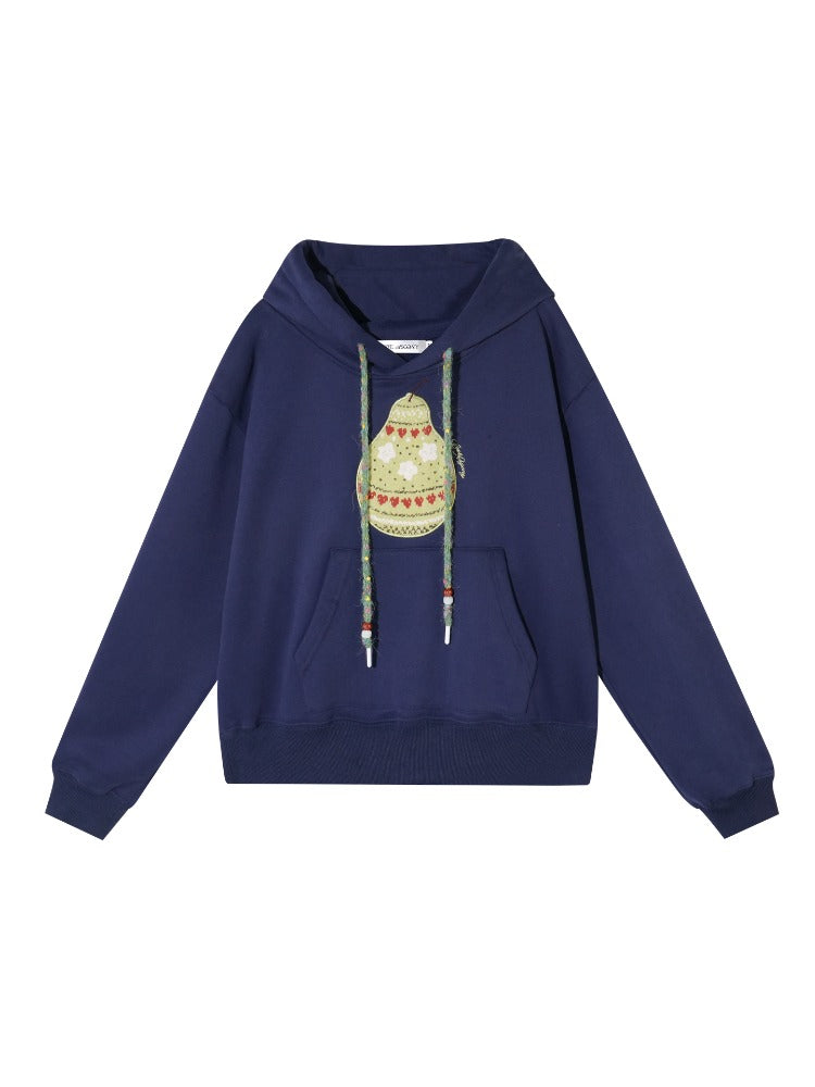 Fair Isle Knit Pear-patterned Hoodie