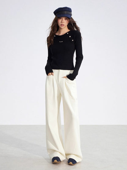 Black &amp; Beige Faux Layered Knit