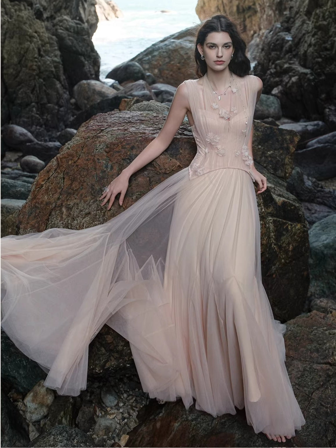 Tidal Lace Halter Dress