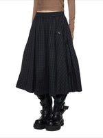 Plaid Gathered Midi Skirt