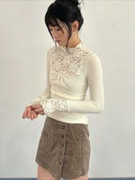 Beige Lace Mesh Top