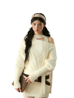 Cable Knit Off-Shoulder Sweater Dress
