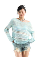 Stripe Openwork Knit Sweater