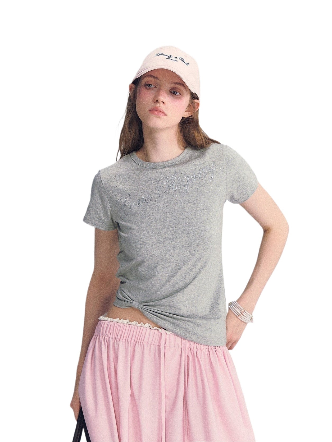 Twist Hem Rhinestone Tee