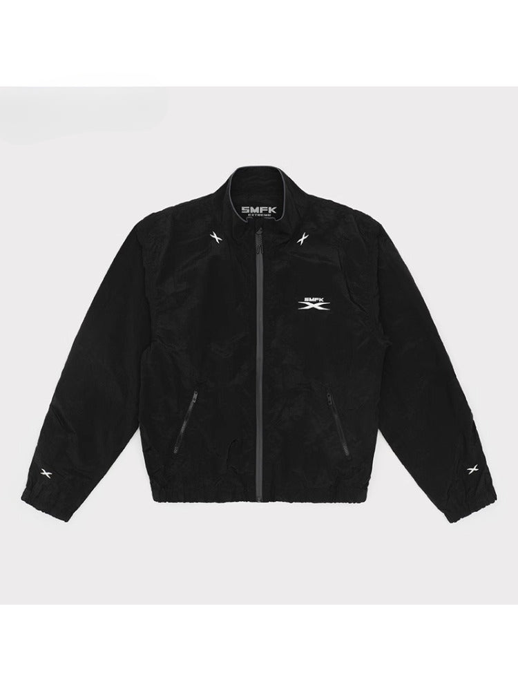 Silver &amp; Black Loose Oversized Sports Jacket