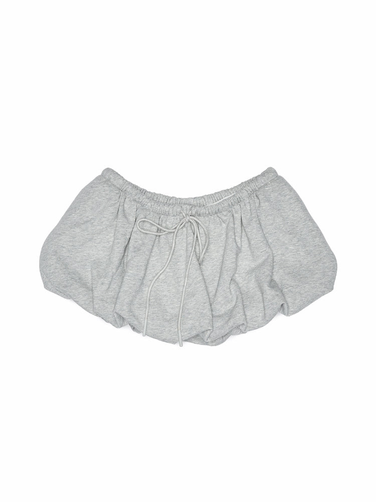 Solid Color Sweatshirt Fabric Drawstring 3D Tulip Skirt
