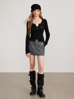 Lace Panel Ribbed Knit Sweater Top