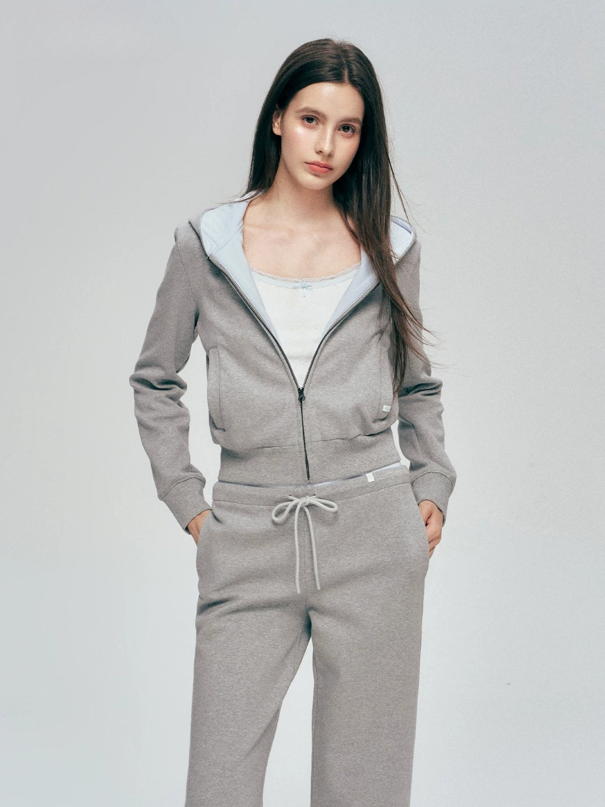 Contrast Hoodie Set