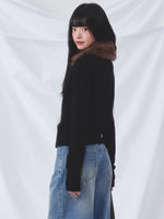 Black Detachable Fur Cardigan