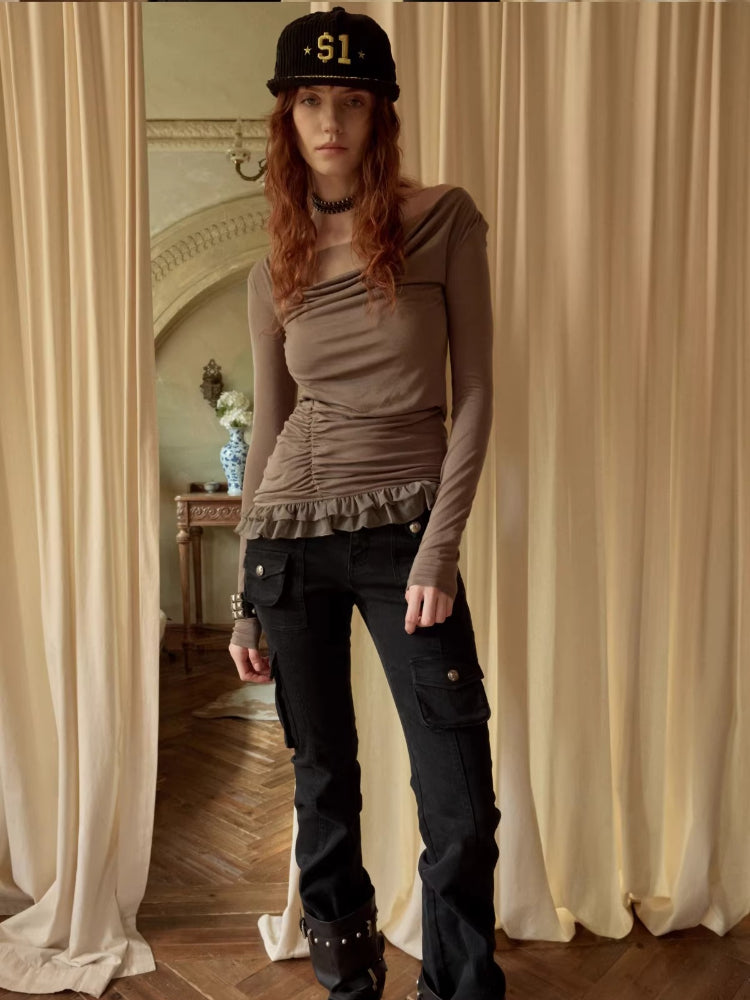 Draped Mesh Layered Top