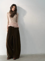 Pleated Tie-Waist Wide Leg Trousers