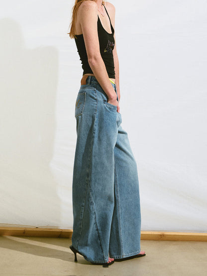 Loose Straight-Leg Denim Pants