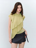 Asymmetrical Lyocell Ruffle Top