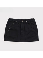 Leopard Print Mid - High Waist Rivet Midi Skirt