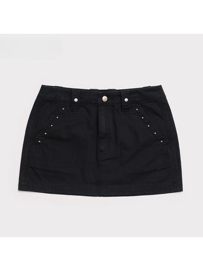 Leopard Print Mid - High Waist Rivet Midi Skirt