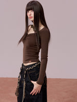 Ruched Lace Detail Knit Top