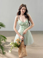 Floral Lace Tulle Slip Dress