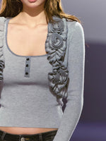 Rose Trim Cardigan Set