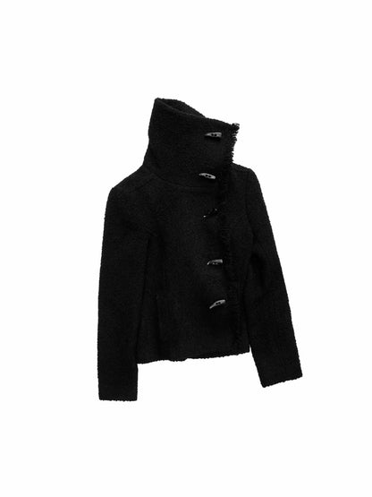 Wool Blend Short Jacket with Horn Buttons