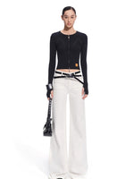 Batwing Knit Zip-Up Cardigan