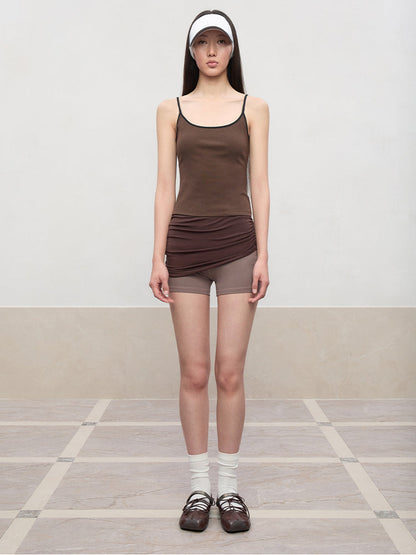 Color-Blocked and Pleated Low-Waist Shorts