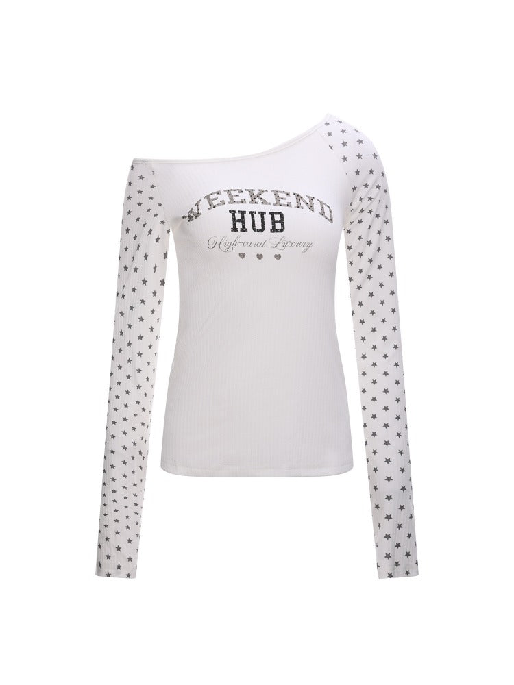 Star Print One-Shoulder Tee