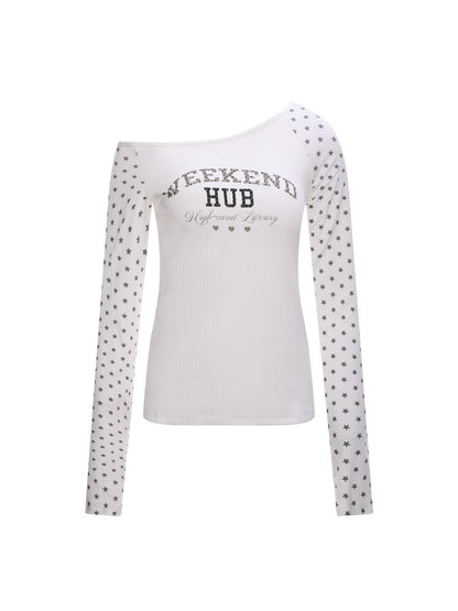 Star Print One-Shoulder Tee