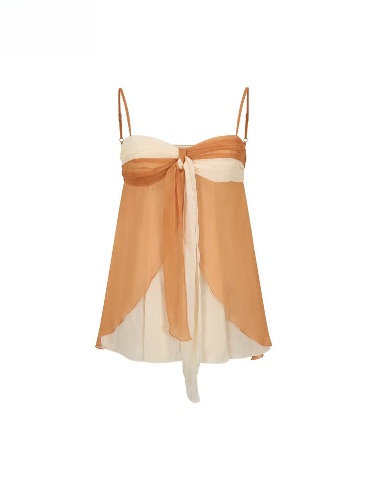Apricot &amp; Purple Catcher Chiffon Top