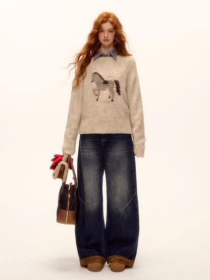 Playful Pony Embroidered Sweater