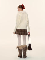 Plaid Wool Pleated Skirt