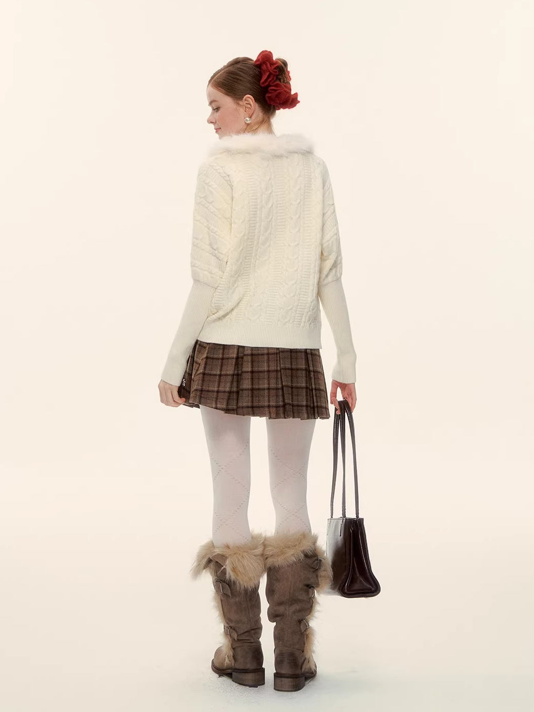 Plaid Wool Pleated Skirt