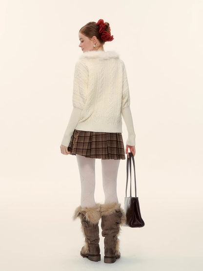 Plaid Wool Pleated Skirt