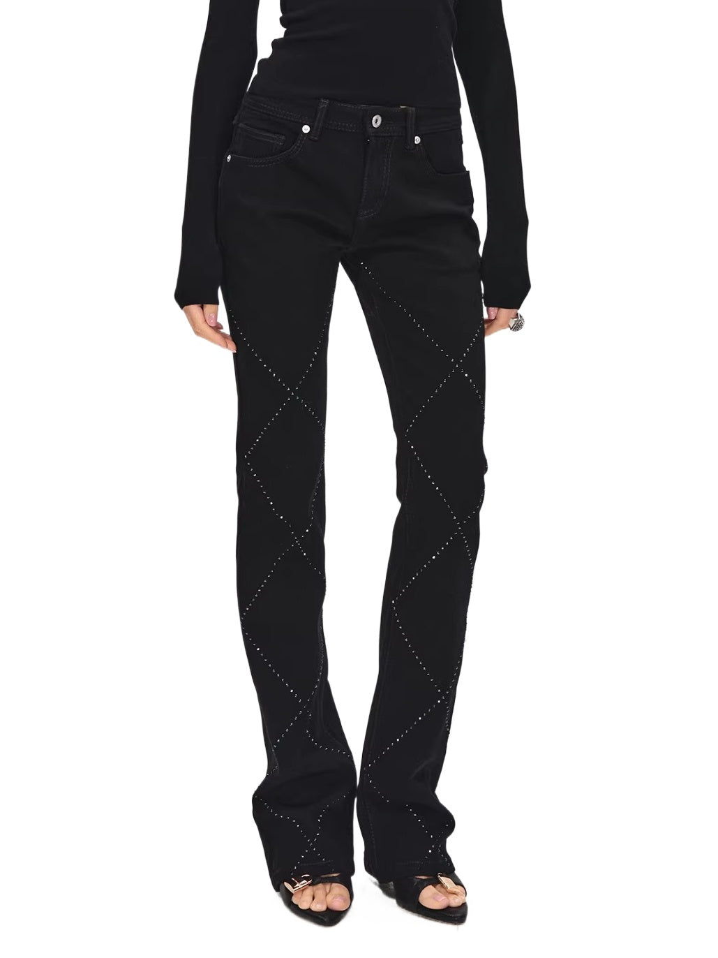 R2 Diamond Flare Denim Pants