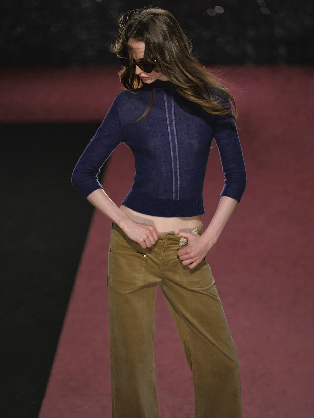 High Neck Knit Seven Sleeve Top