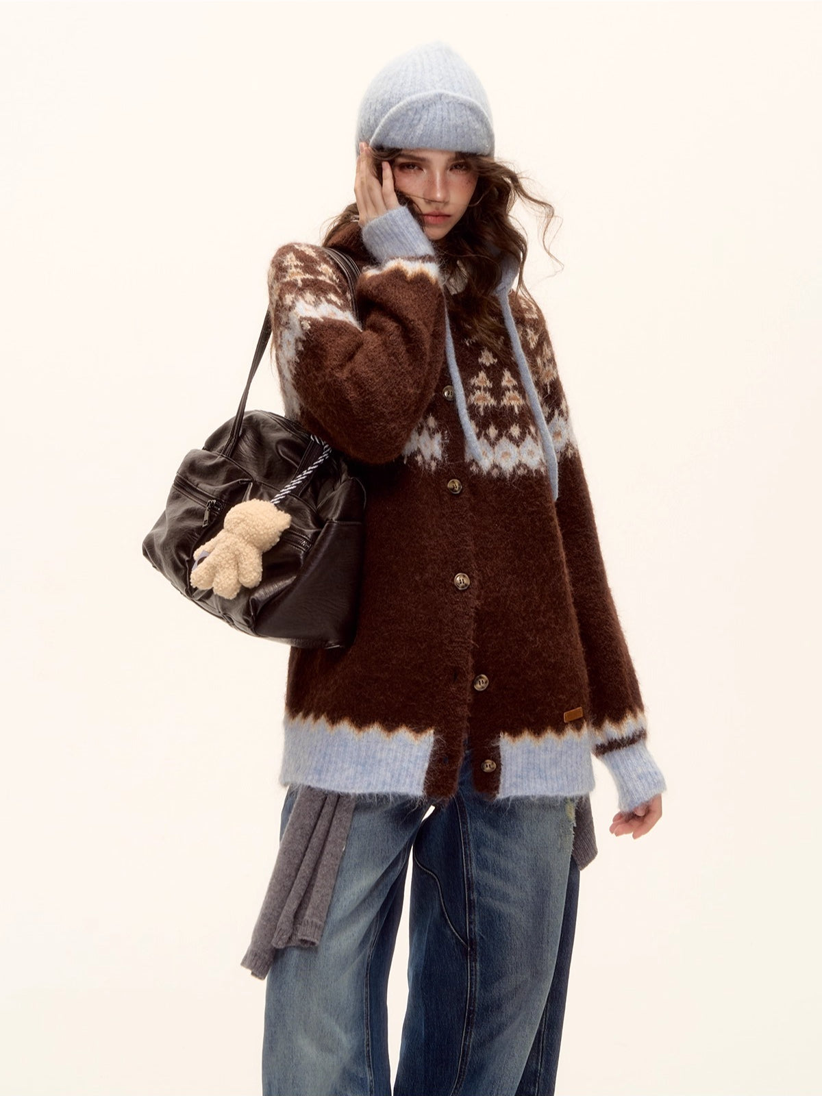 Fair Isle Wool Collar Cardigan