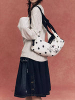 Plaid Polka Dot Rhinestone Pillow Bag